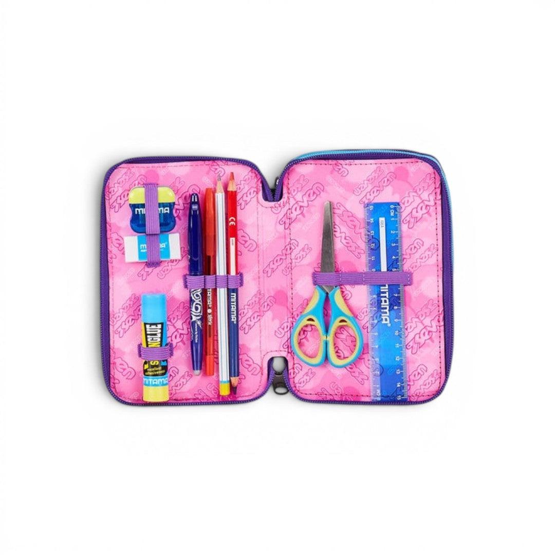 Astuccio Seven 3 Zip Pink Fusion completo scuola