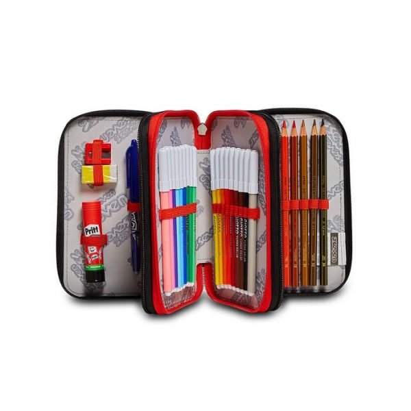 Astuccio 3 Zip Seven ROCK ON Boy - Completo di Accessori - Quiscuola