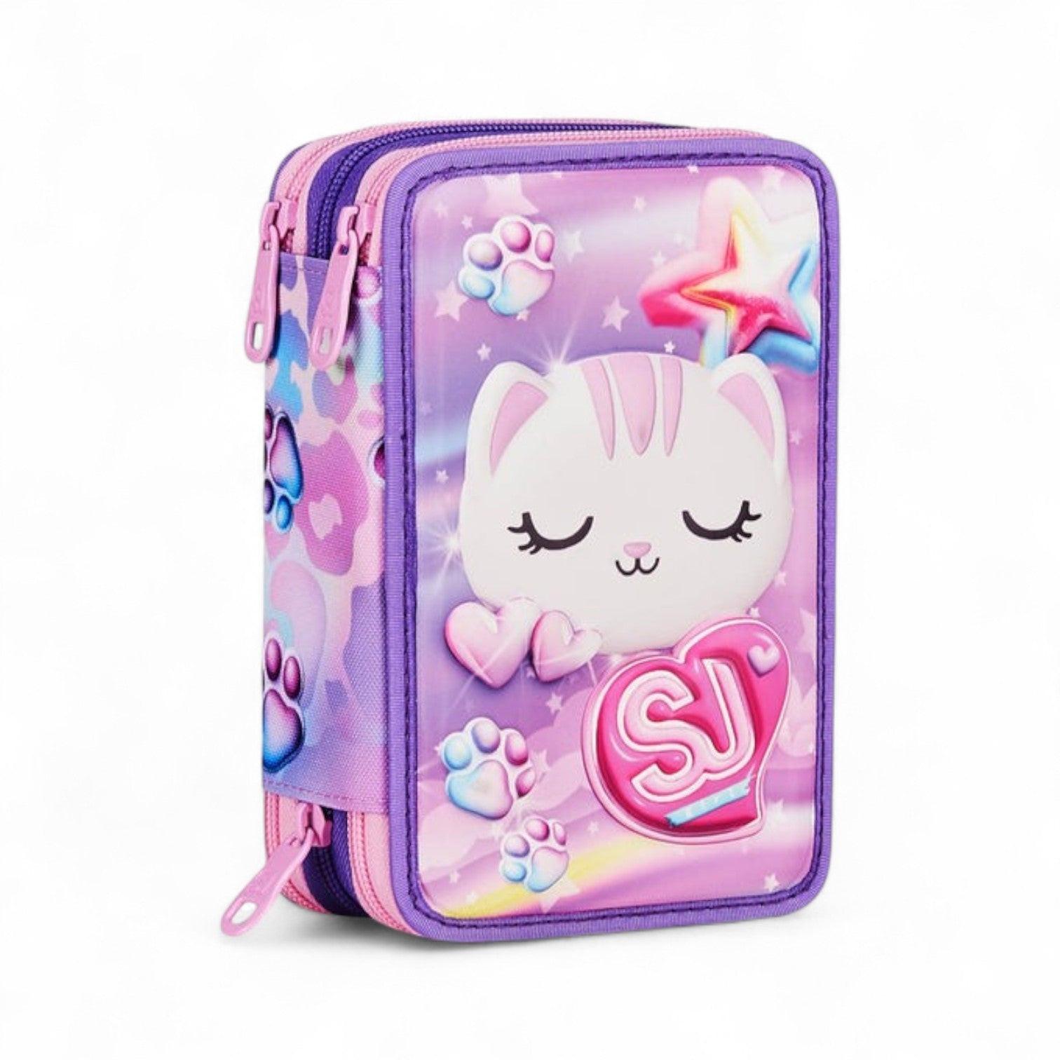 Astuccio scuola Seven SJ 3 zip 3D Glowcat.