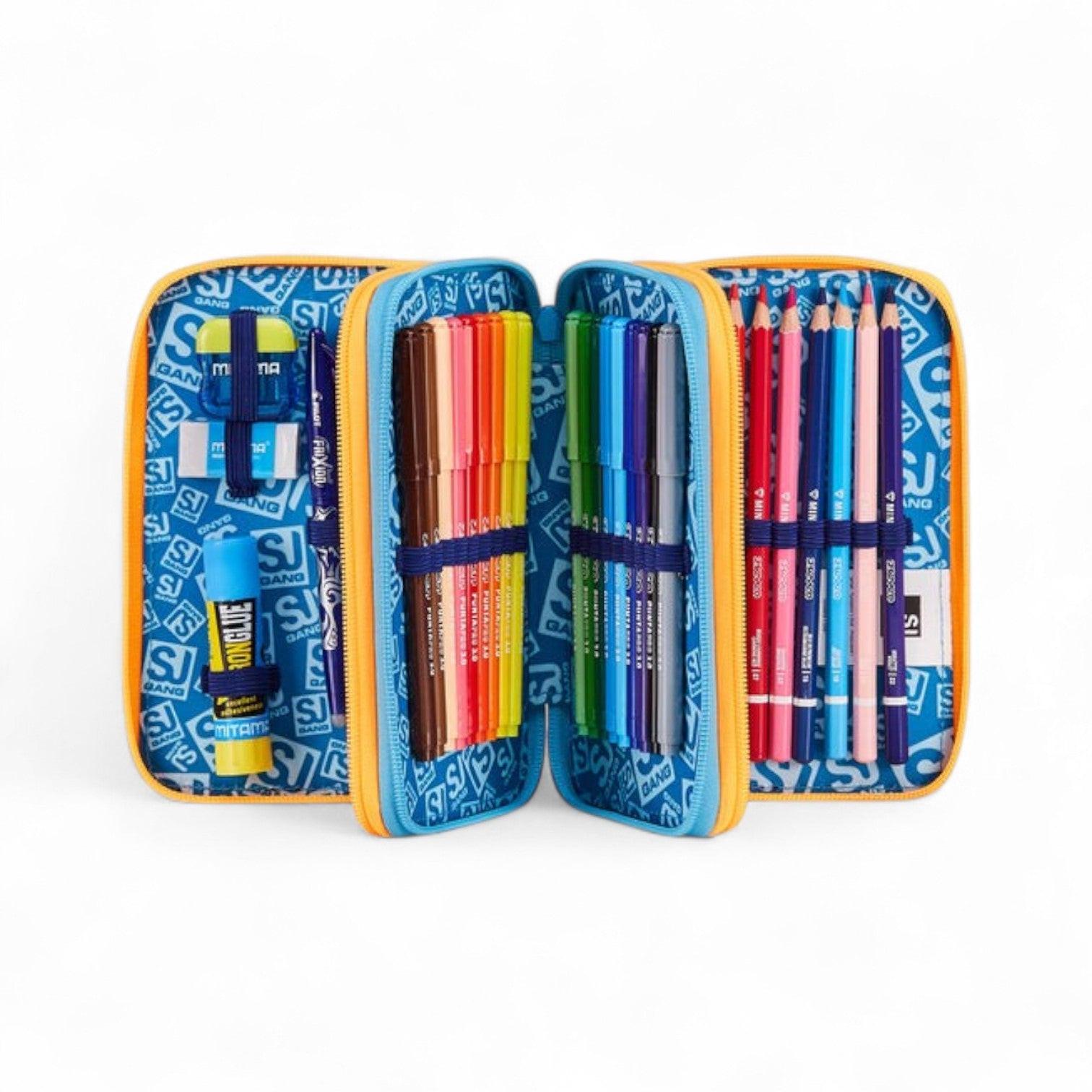 Astuccio scuola Seven SJ 3 zip Joyful Pins Boy.