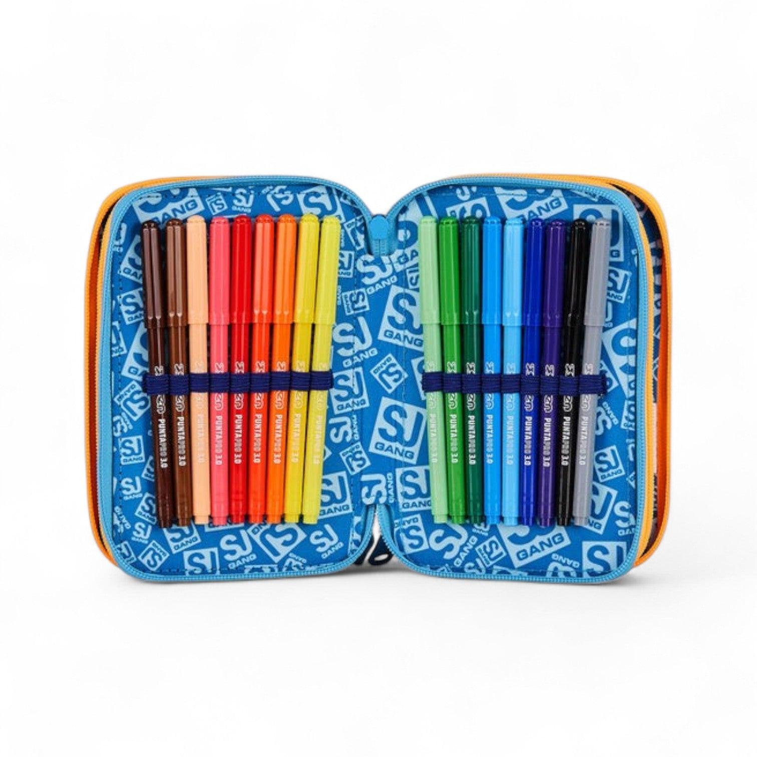 Astuccio scuola Seven SJ 3 zip Joyful Pins Boy.