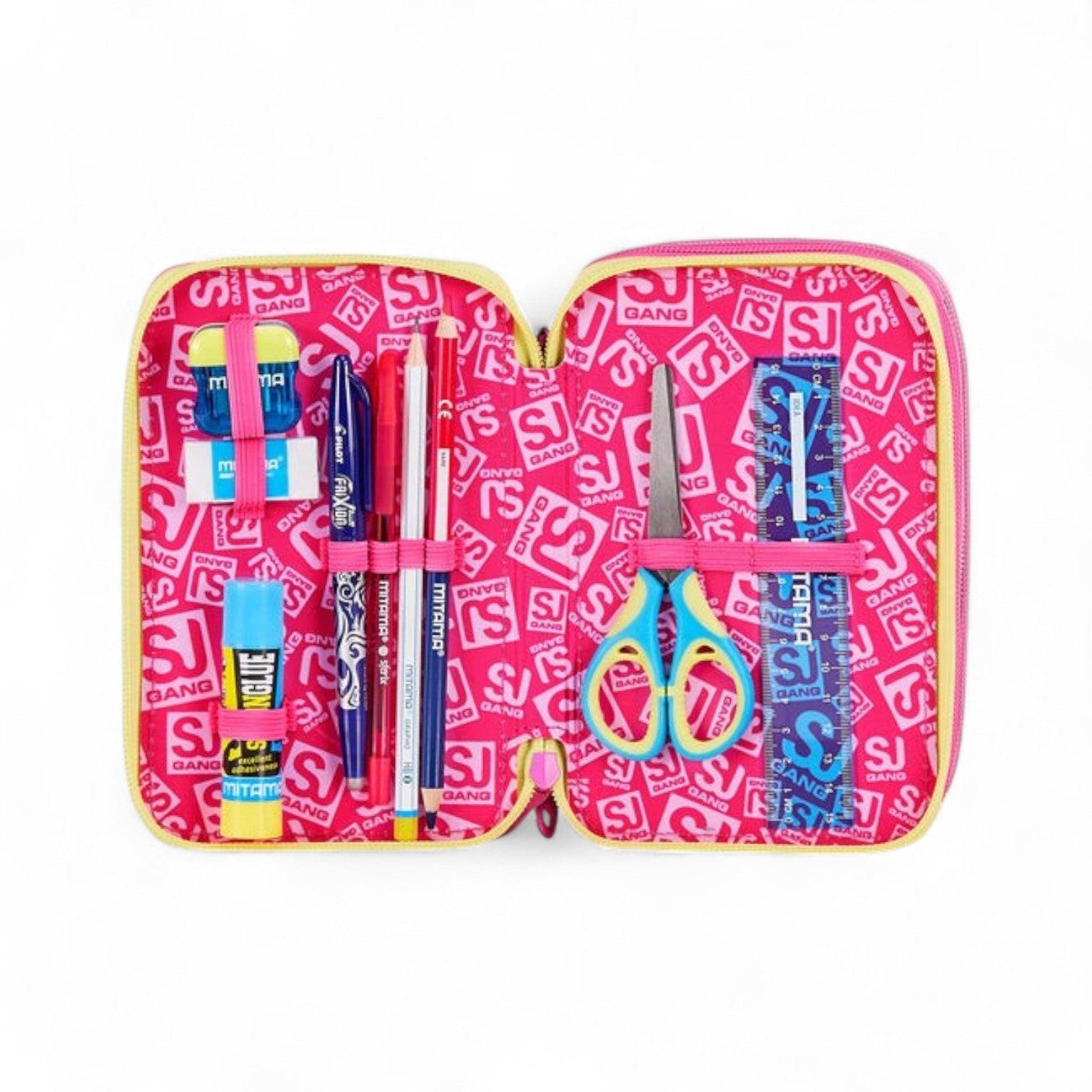 Astuccio scuola Seven SJ 3 zip Joyful Pins Girl.