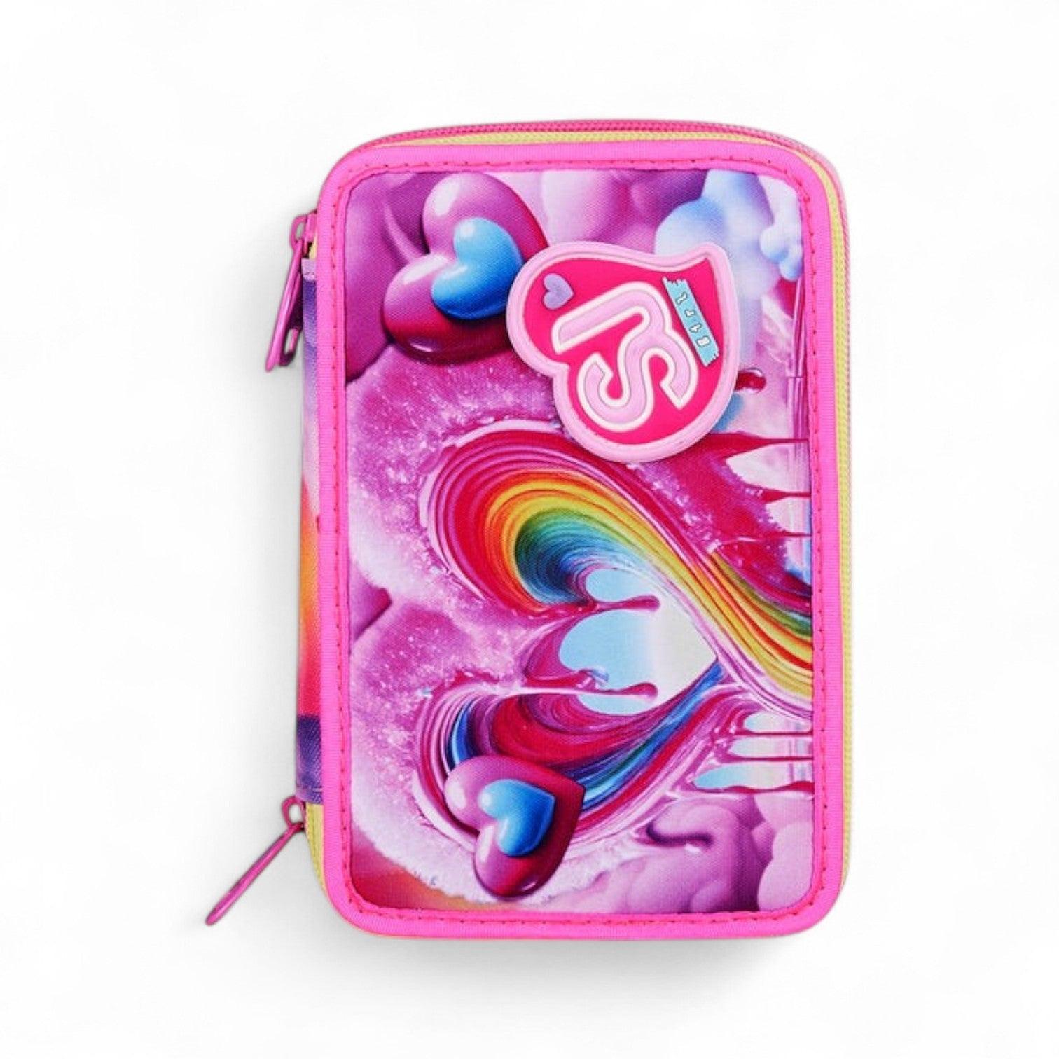 Astuccio scuola Seven SJ 3 zip Joyful Pins Girl.