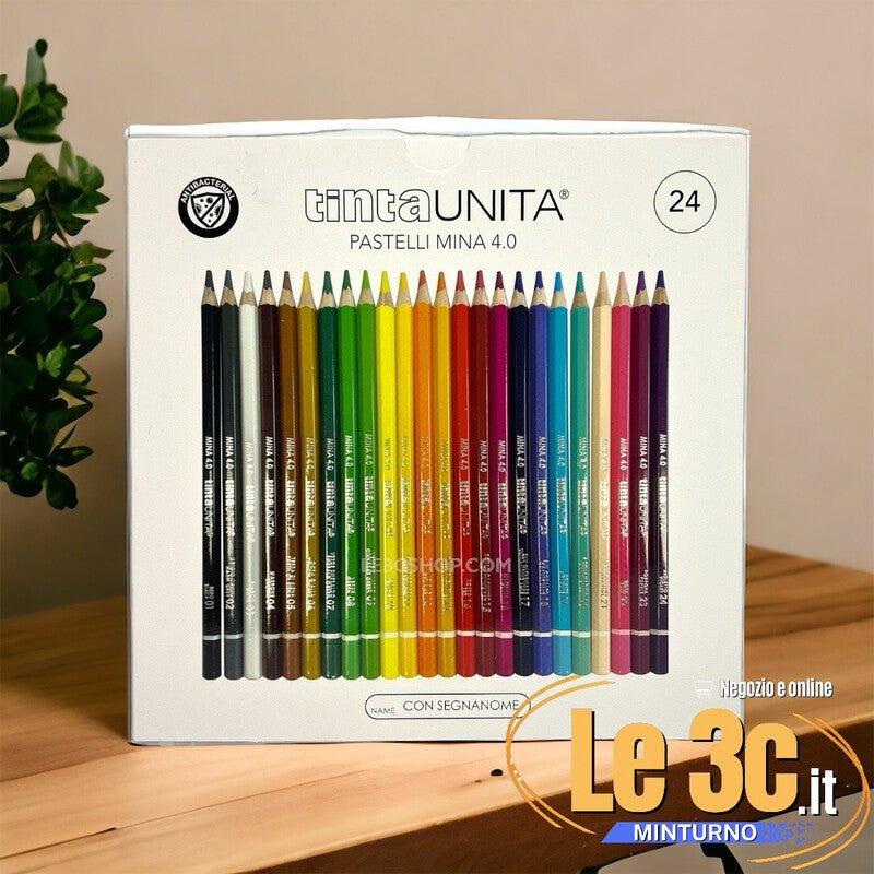 Pastello Tinta Unita Mina 4 mm - 24 pz con Segnanome - Quiscuola