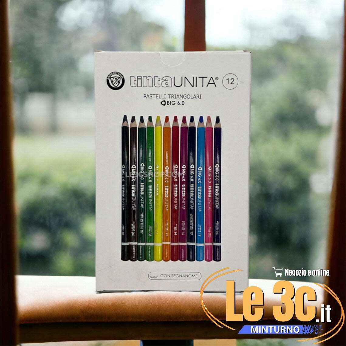 Pastello Tinta Unita Triangolare Mina 6 mm - 12 pz con Segnanome - Quiscuola