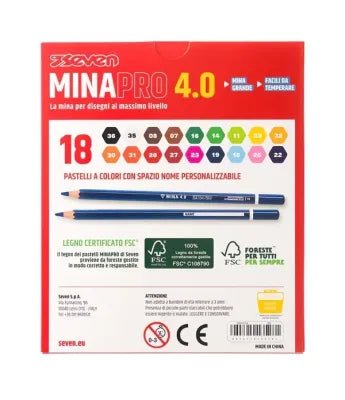 18 Pastelli a Colori Seven® MinaPro 4.0: Pigmenti Intensi e Legno FSC - Quiscuola