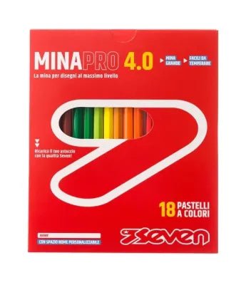 18 Pastelli a Colori Seven® MinaPro 4.0: Pigmenti Intensi e Legno FSC - Quiscuola
