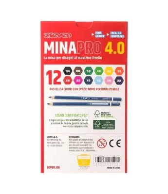 12 Pastelli a Colori Seven® MinaPro 4.0: Pigmenti Intensi e Legno FSC - Quiscuola