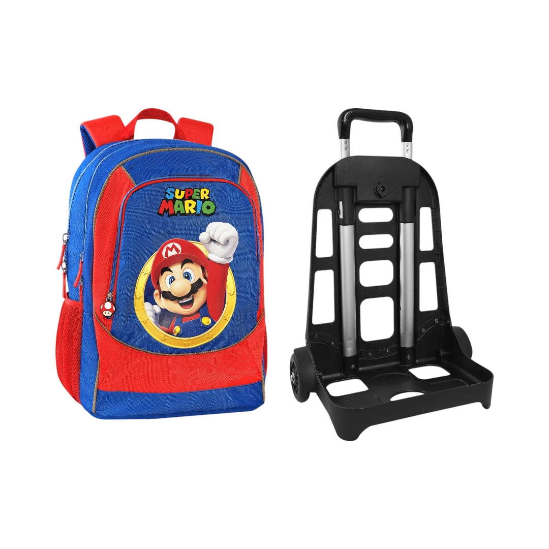 Zaino scuola trolley Super Mario Panini grafica 2026-2027.