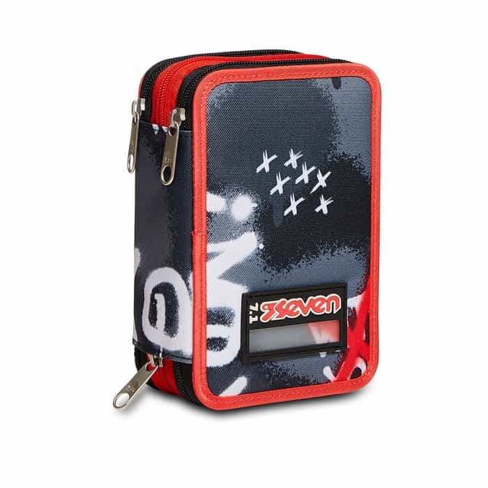 Astuccio 3 Zip Seven ROCK ON Boy - Completo di Accessori - Quiscuola