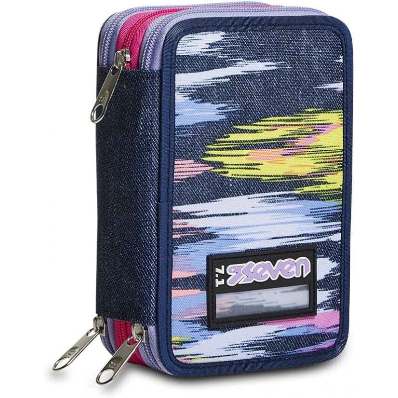 Astuccio 3 Zip Seven Virtual Girl - Completo di Accessori per la Scuola - Quiscuola