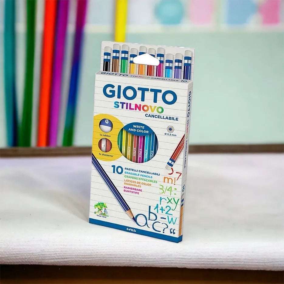 Giotto Pastelli Stilnovo Cancellabili – Set da 12 Colori Vivaci - Quiscuola