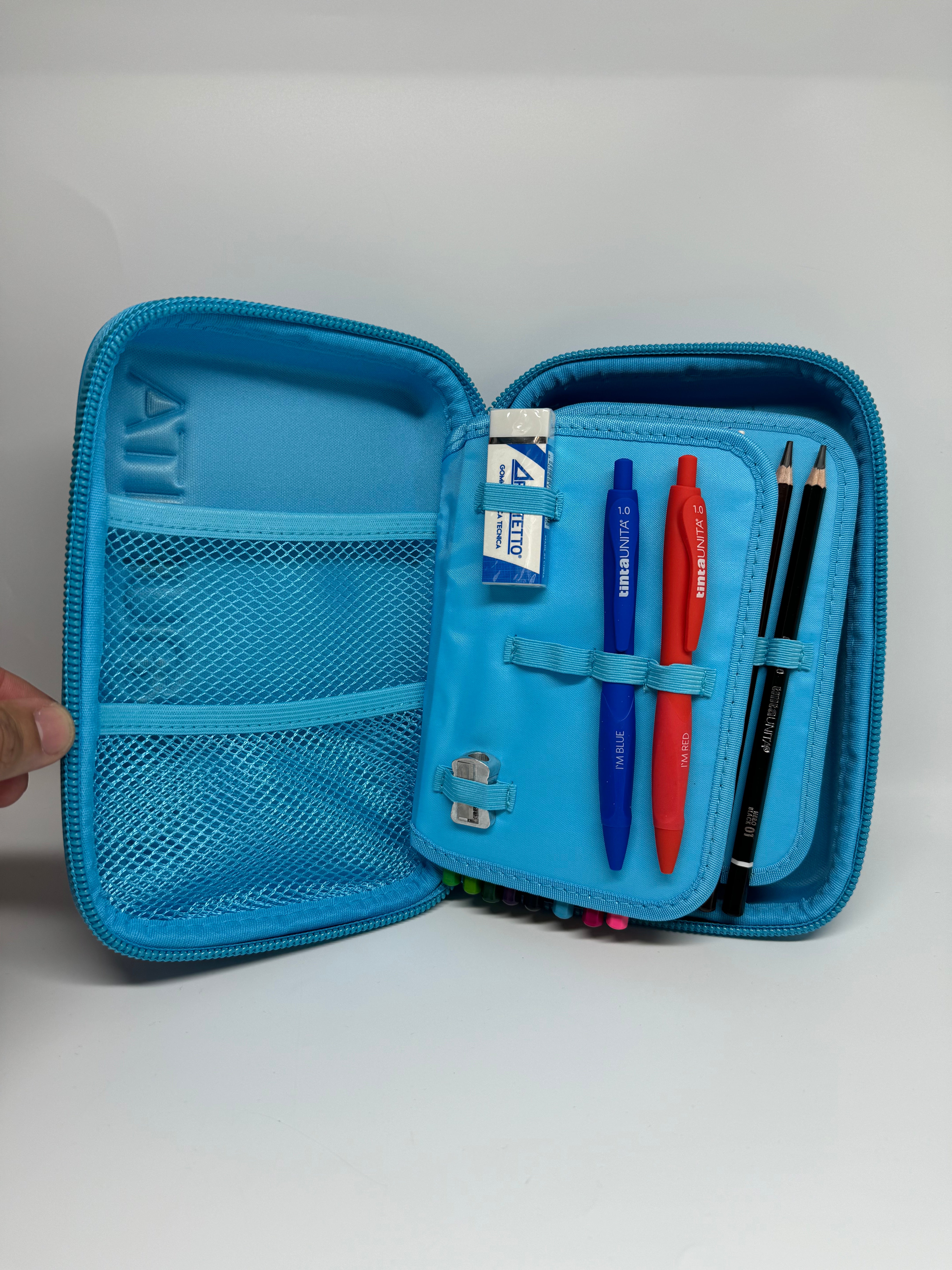 Astuccio One Time Tinta Unita - Apertura a Tre Piani con Una Zip - Impermeabile e Multifunzione