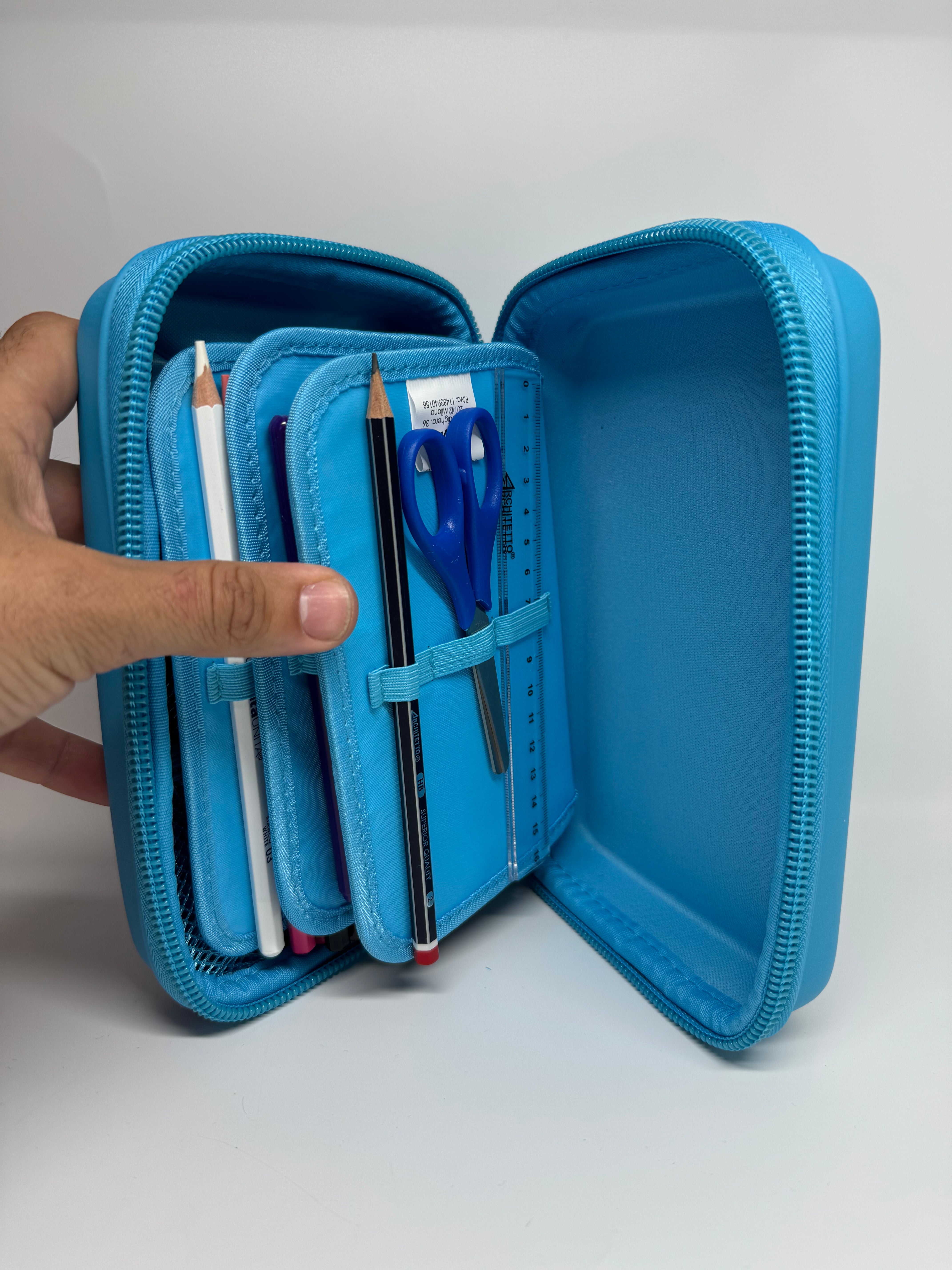 Astuccio One Time Tinta Unita - Apertura a Tre Piani con Una Zip - Impermeabile e Multifunzione