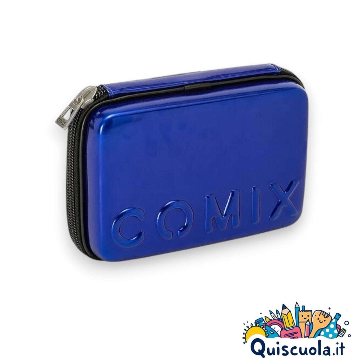 Maxi Astuccio Comix con Guscio Rigido blu - Completo di Accessori - Quiscuola