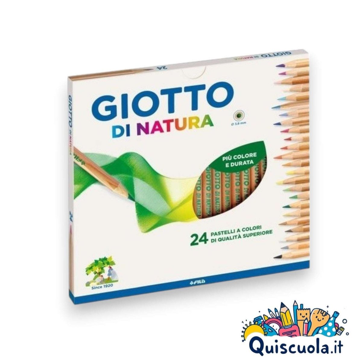 Pastelli di Natura Giotto – Set da 24 Pastelli Colorati in Legno di Cedro - Quiscuola
