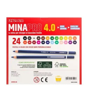 24 Pastelli a Colori Seven® MinaPro 4.0: Pigmenti Intensi e Legno FSC - Quiscuola