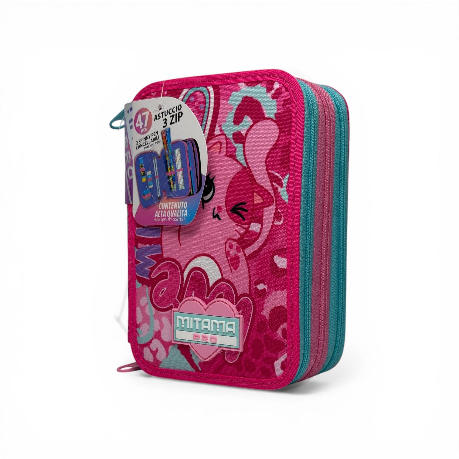 Astuccio scuola Mitama 3 scomparti completo 47 pezzi cutiecat.