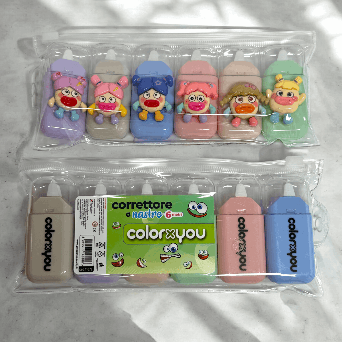 Kit Correttore a Nastro Coloryou Mini – 6 Metri, 2 Fantasie con Faccine - Quiscuola