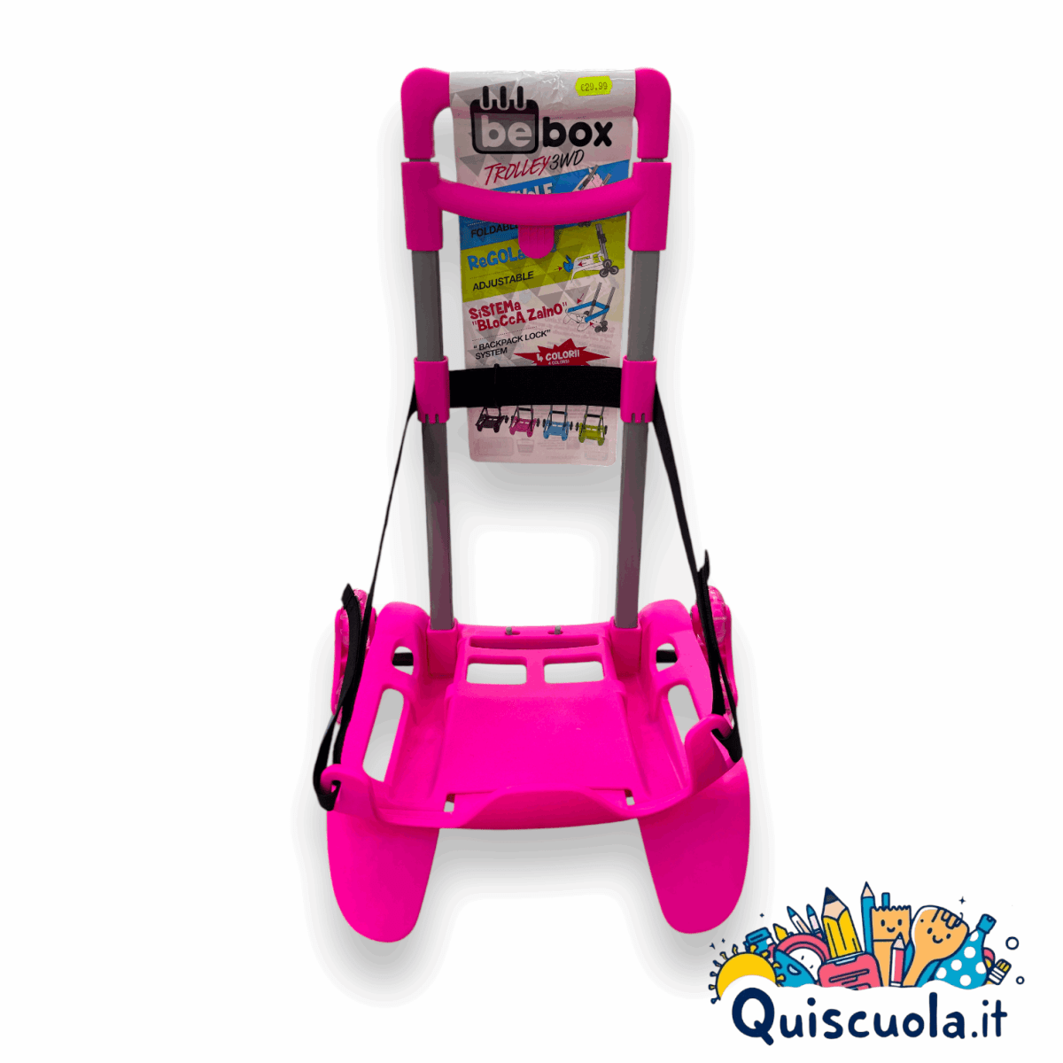 Carrello Trolley SJ Gang 3 Ruote Rosa - Pieghevole e Resistente - Quiscuola