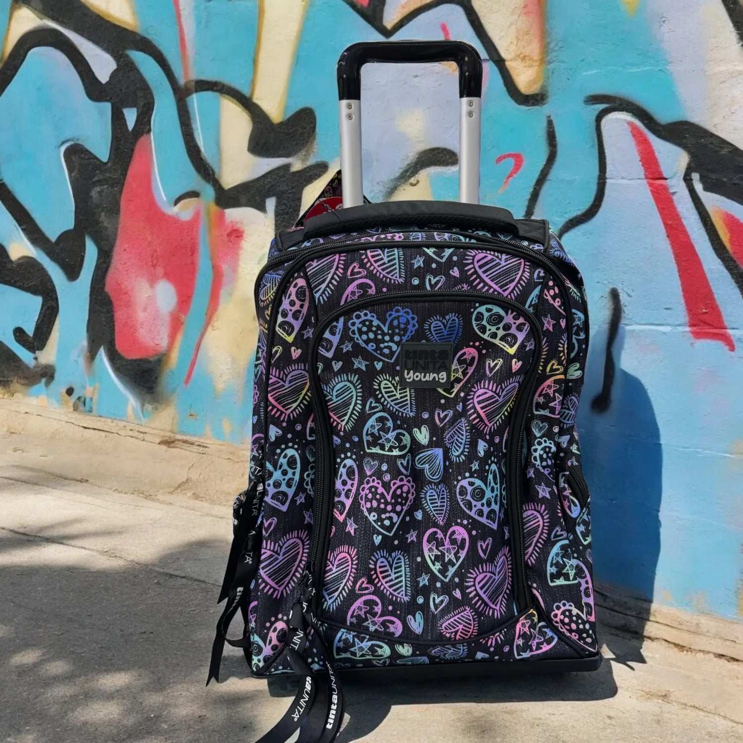 Trolley Scuola T.U. Young Glitter Nero 2024/2025 – TintaUnita, Eleganza e Funzionalità - Quiscuola