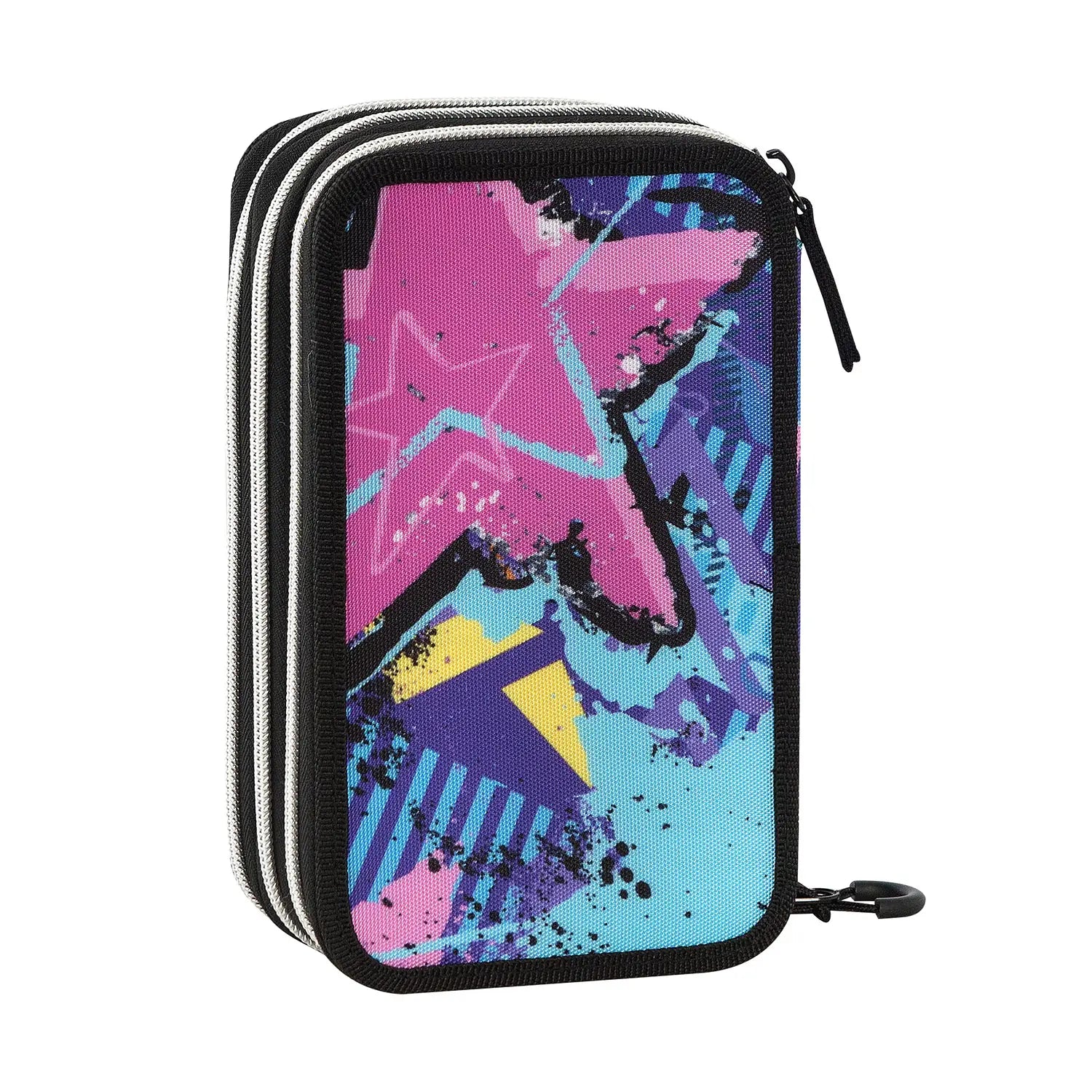 Astuccio scuola Comix 3 zip Talent viola completo.