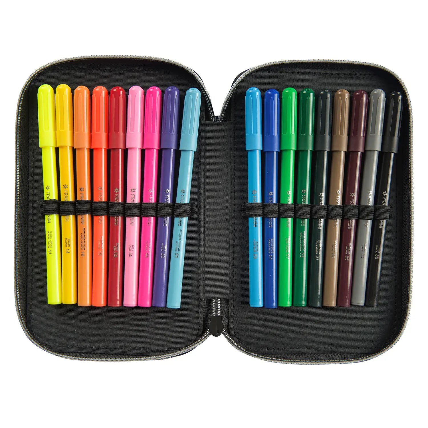 Astuccio scuola Comix 3 zip Princess nero rosa completo.