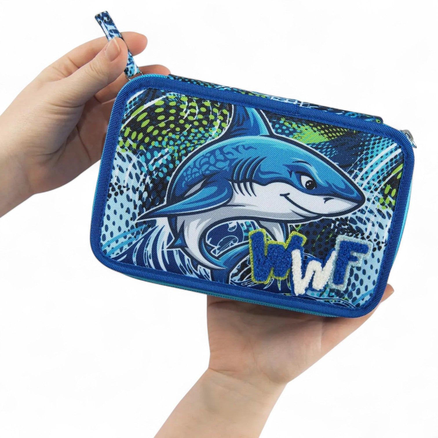 Astuccio scuola WWF 3 zip completo squalo Panini.