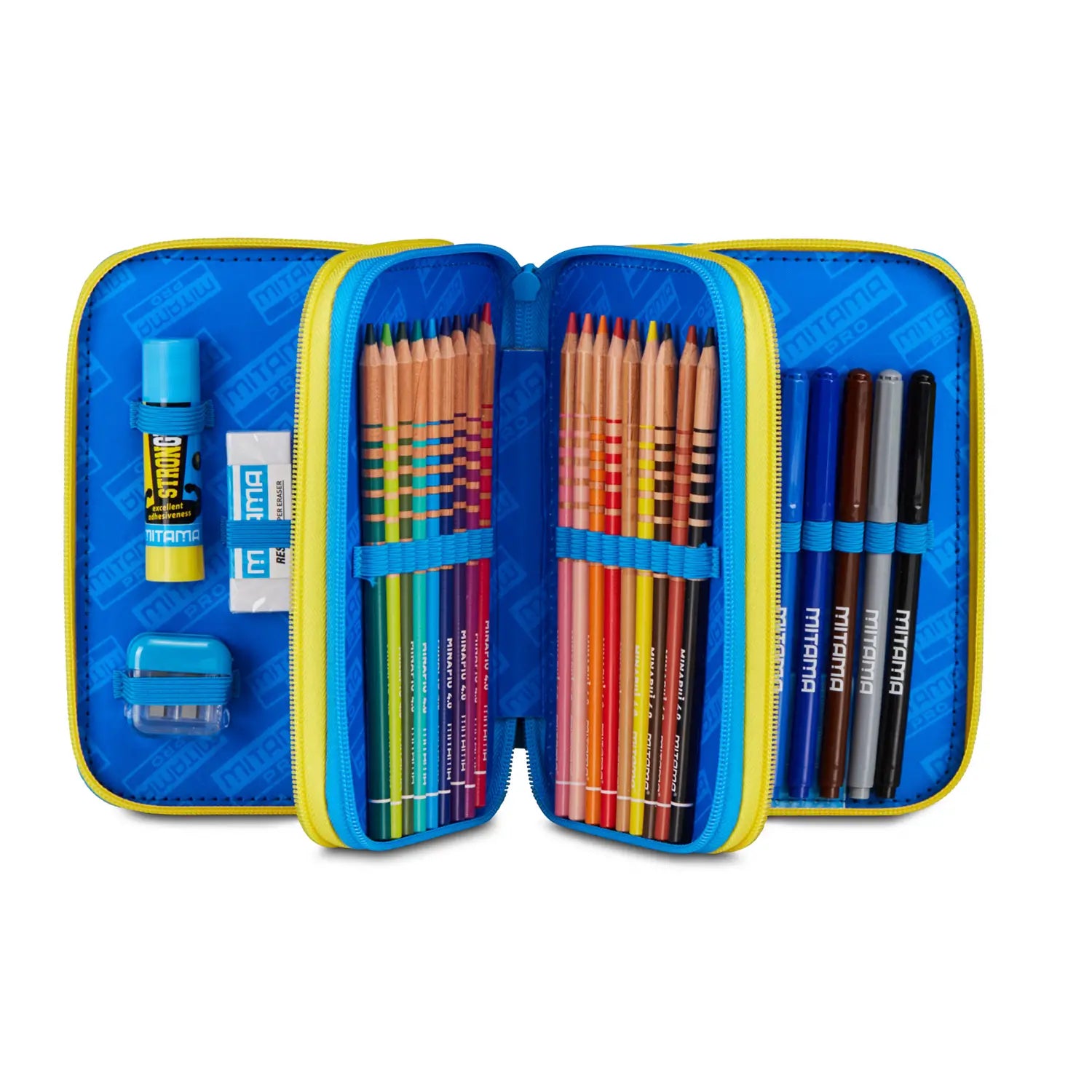 Astuccio scuola Mitama 3 scomparti completo 47 pezzi Tigerplay