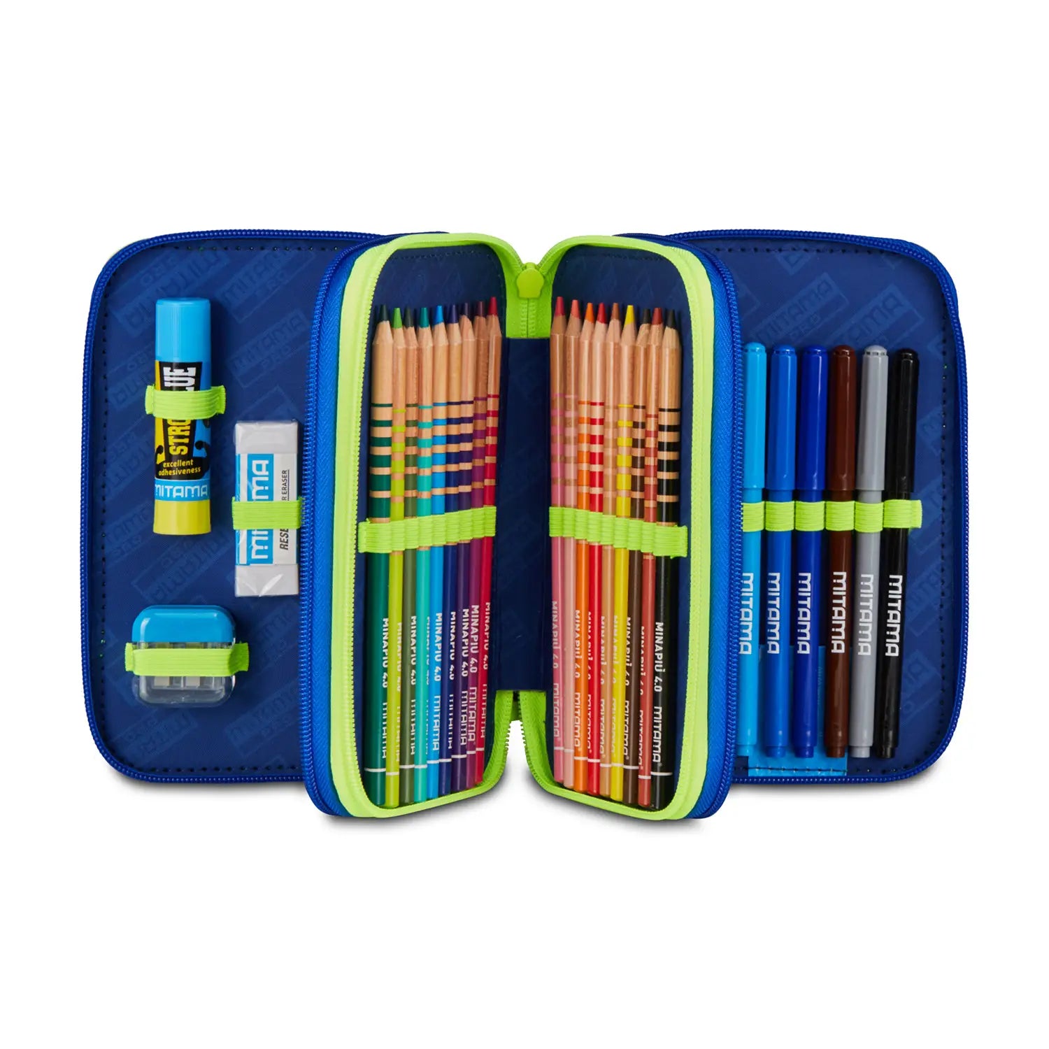 Astuccio scuola Mitama 3 scomparti completo 47 pezzi cibershark