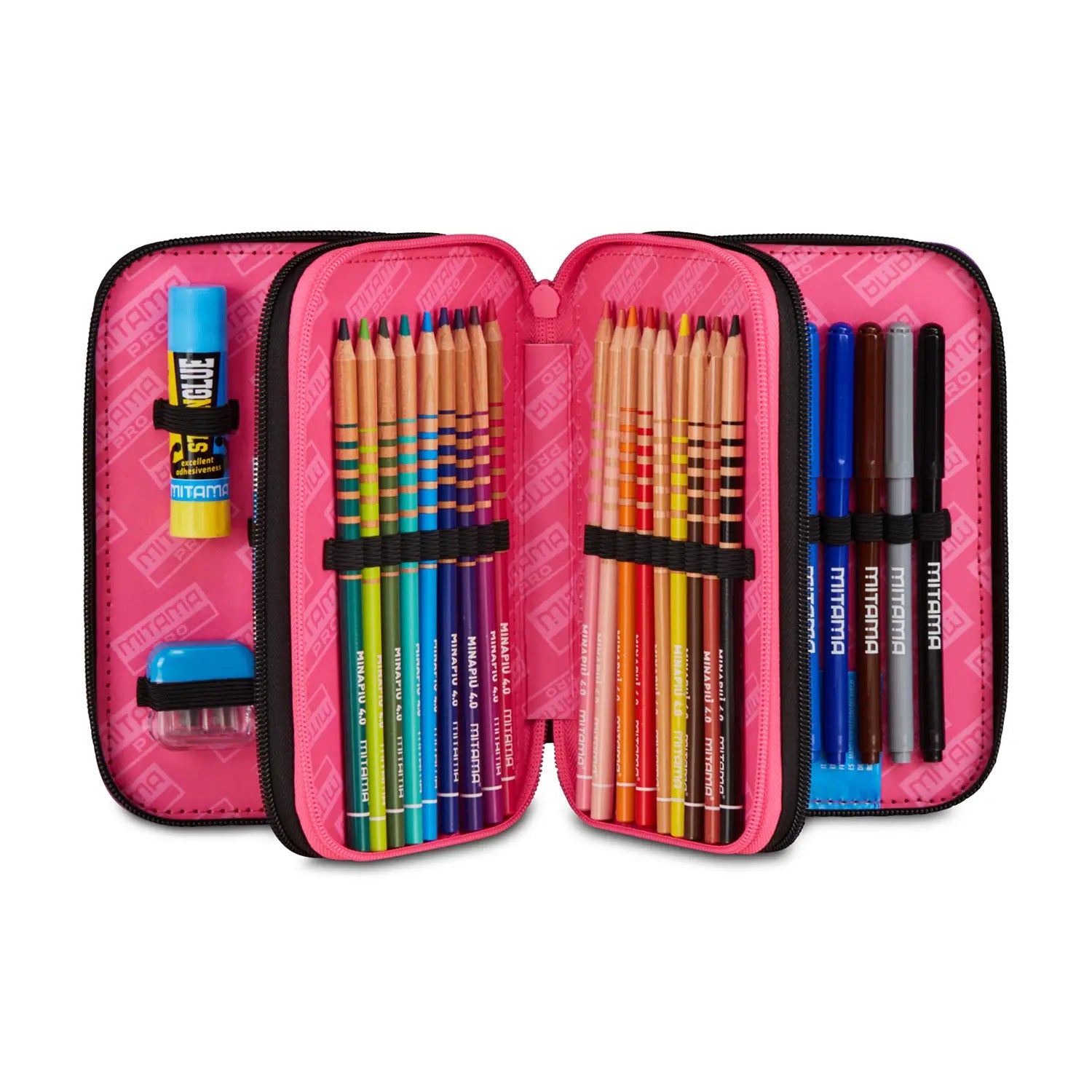 Astuccio scuola Mitama 3 scomparti completo 47 pezzi lovetbeat