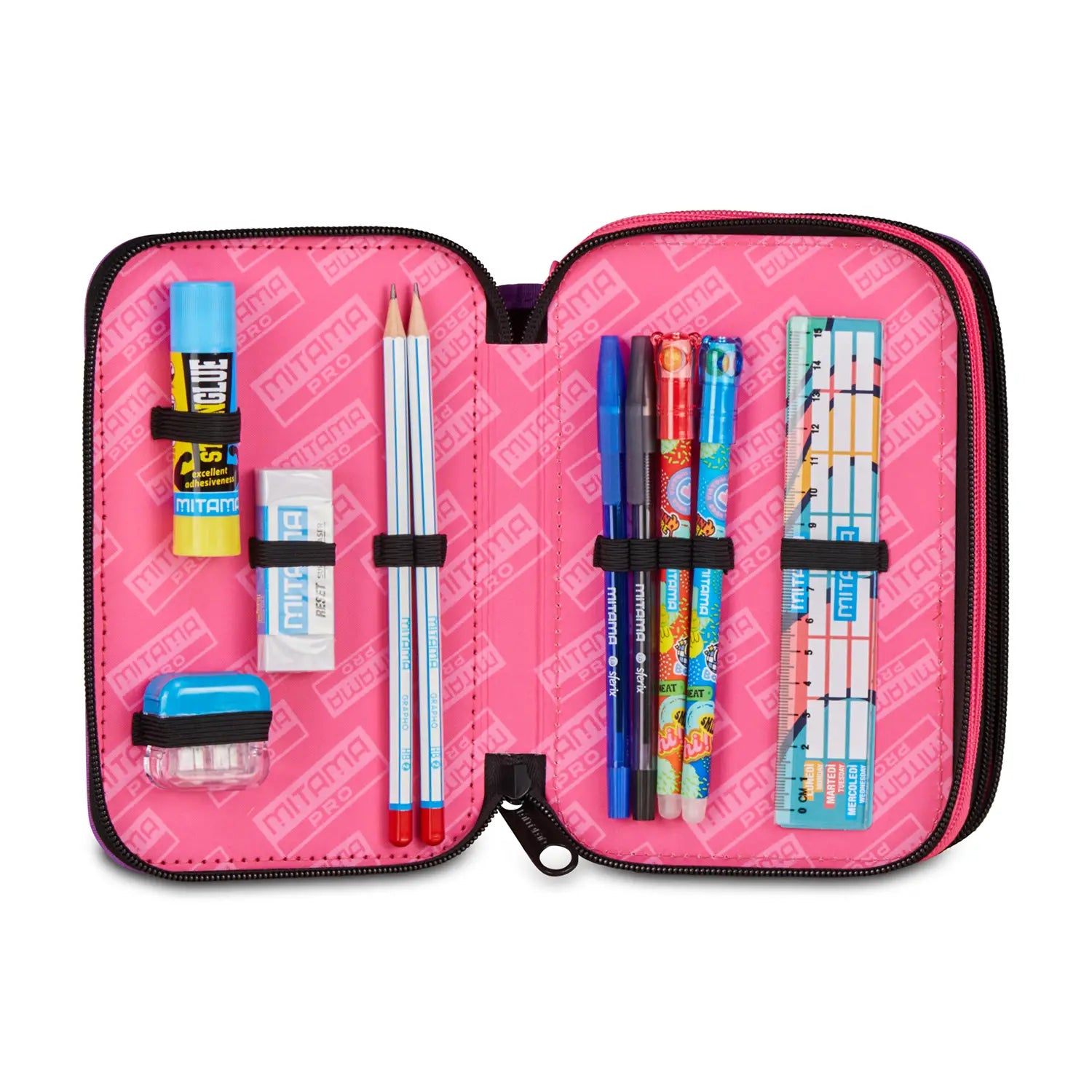 Astuccio scuola Mitama 3 scomparti completo 47 pezzi lovetbeat