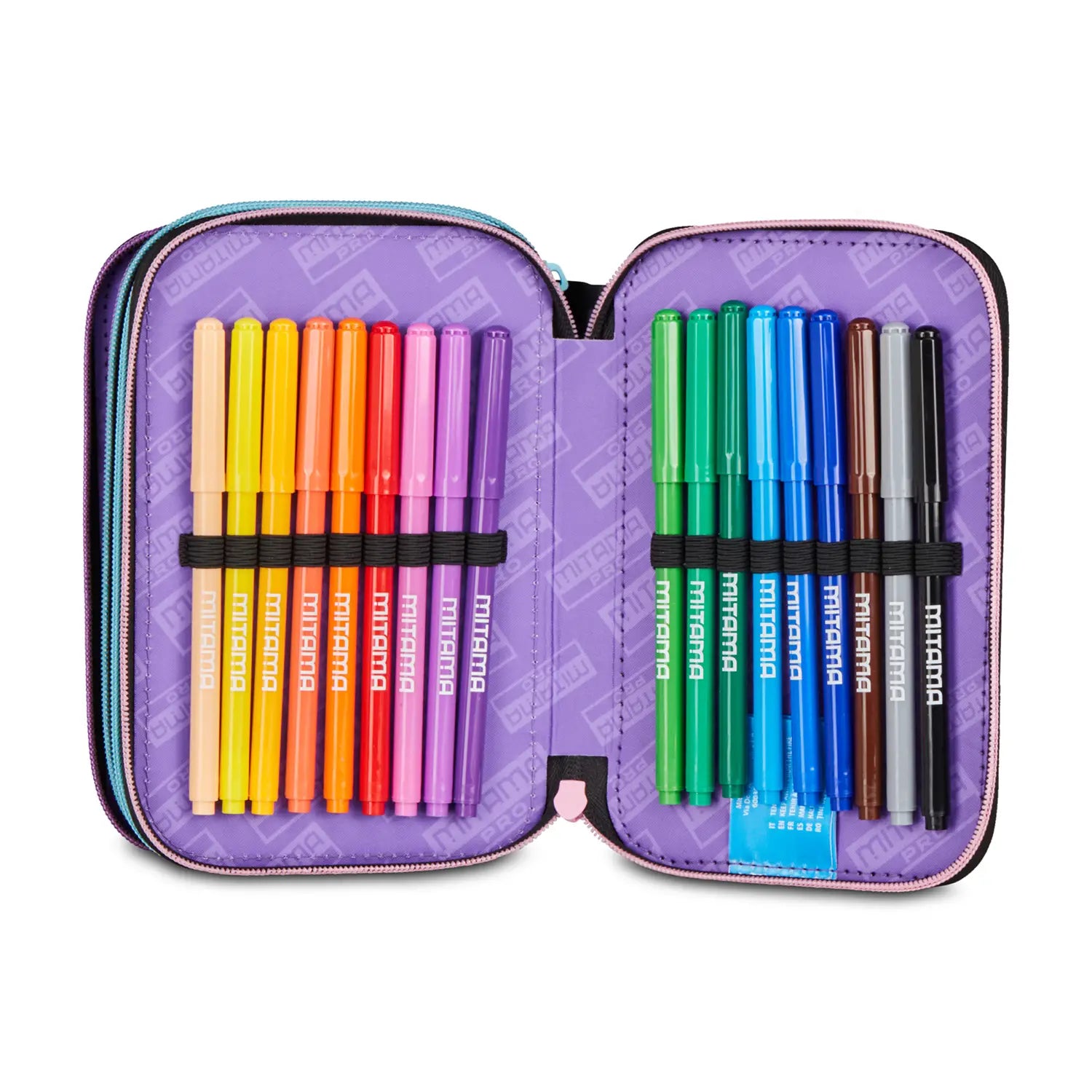 Astuccio scuola Mitama 3 scomparti completo 47 pezzi shinycrew