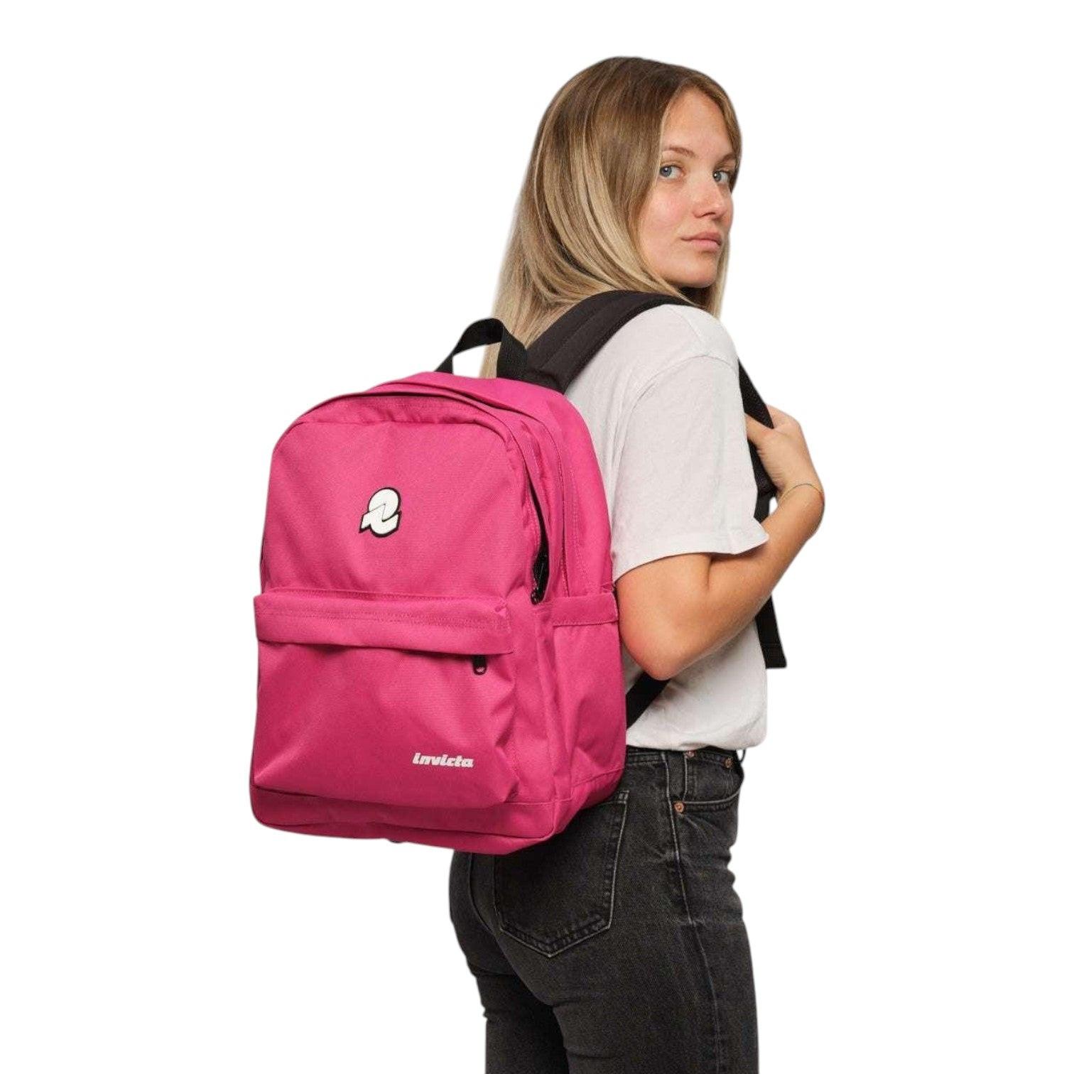 Zaino Invicta Lab Plain Fuxia 27L elegante e resistente.