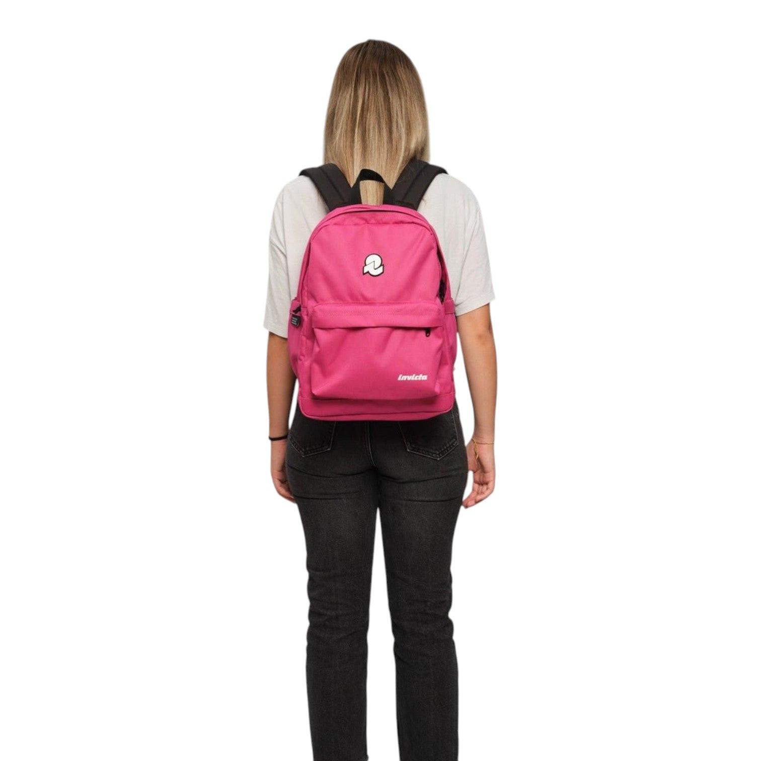Zaino Invicta Lab Plain Fuxia 27L elegante e resistente.