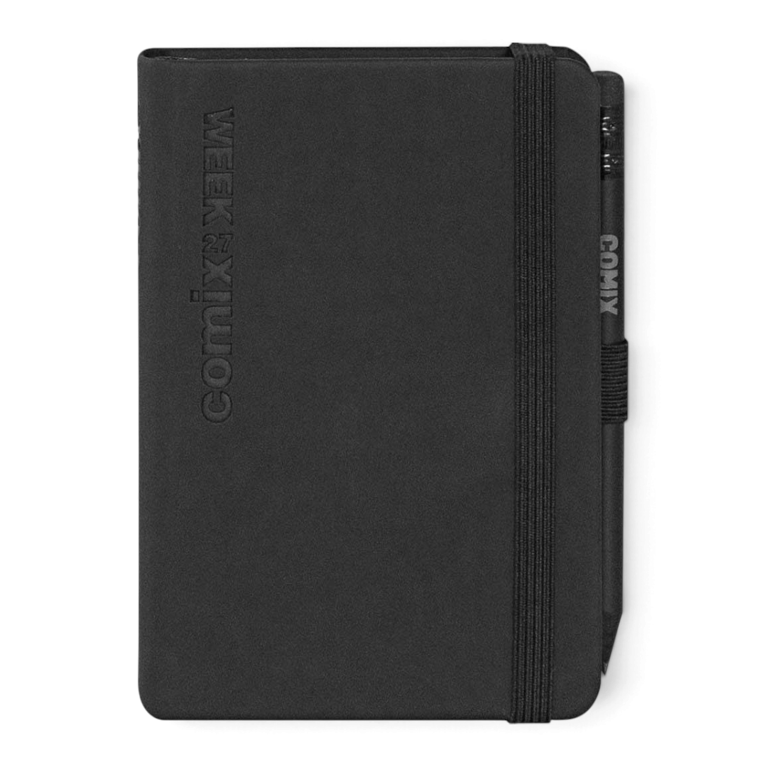 Agenda 2027 Comix Week Pocket Black copertina nera con logo tono su tono ed elastico - foto 1