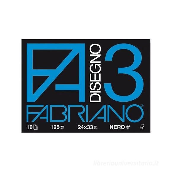 Album da disegno Fabriano 10 fogli neri 24x33 cm carta 125 gm2