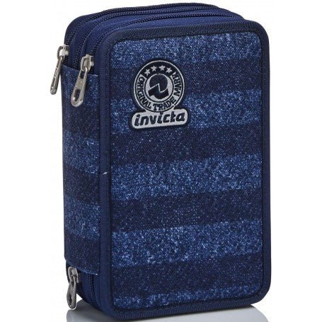 Astuccio 3 Cerniere Invicta Stripes - Completo di Accessori - Quiscuola