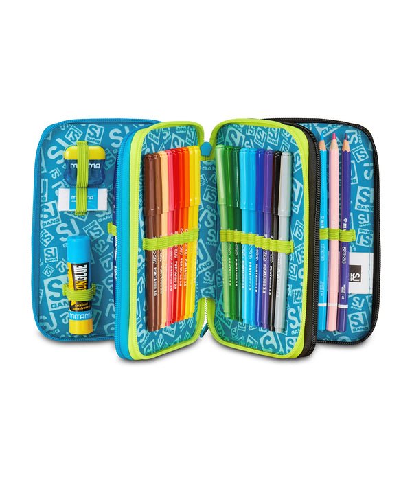 Astuccio 3 Zip SJ Gang LED LOOK con 45 Pezzi Inclusi - Quiscuola.it – Zaini, Astucci e Diari Scuola