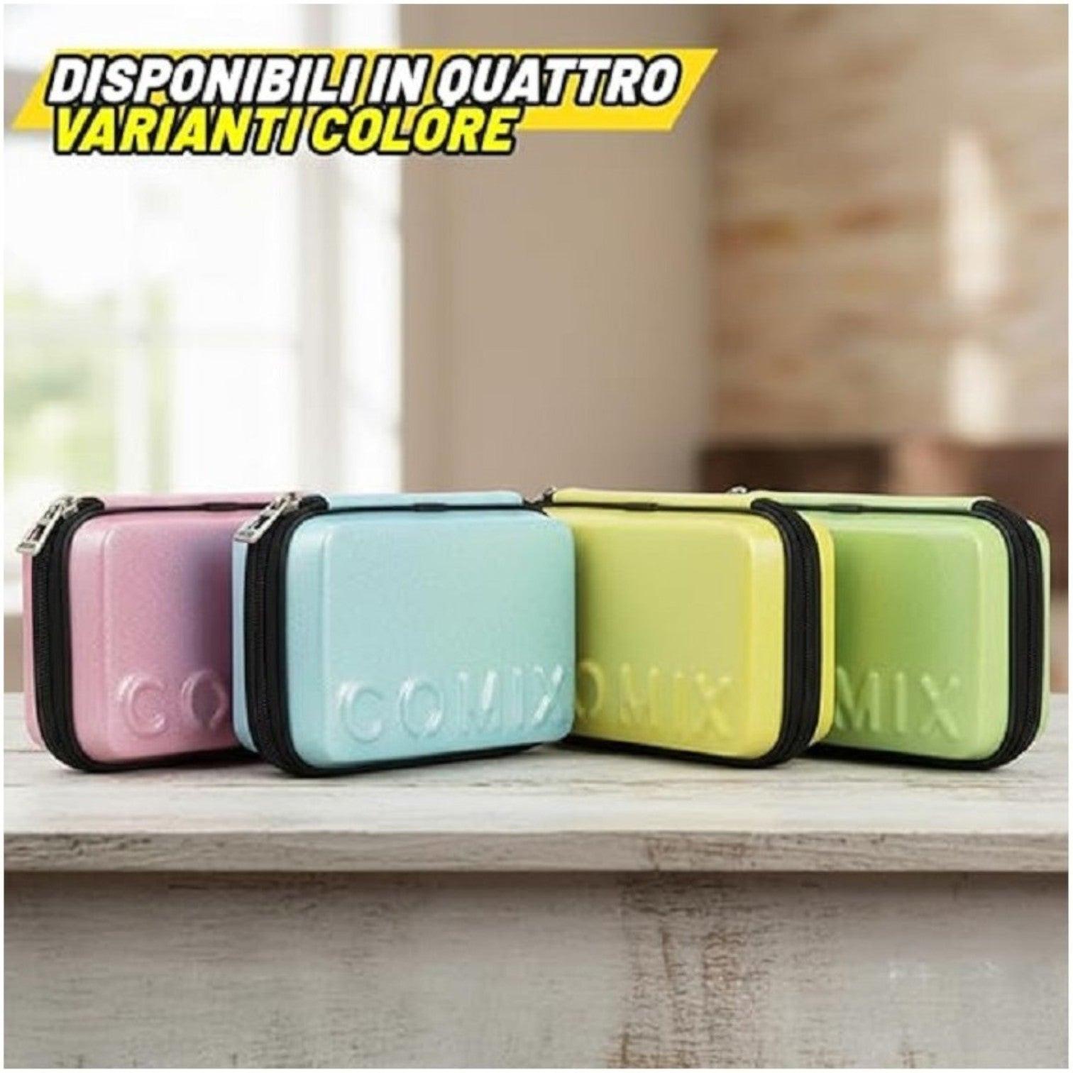 Astuccio Comix Maxi Zip Glitter giallo,verde,celeste,rosa compatto
