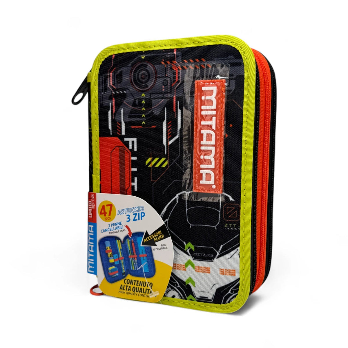 Astuccio Mitama Fluo Battle 3 Zip – Design Fluo Scuola 2026 - Quiscuola.it – Zaini, Astucci e Diari Scuola