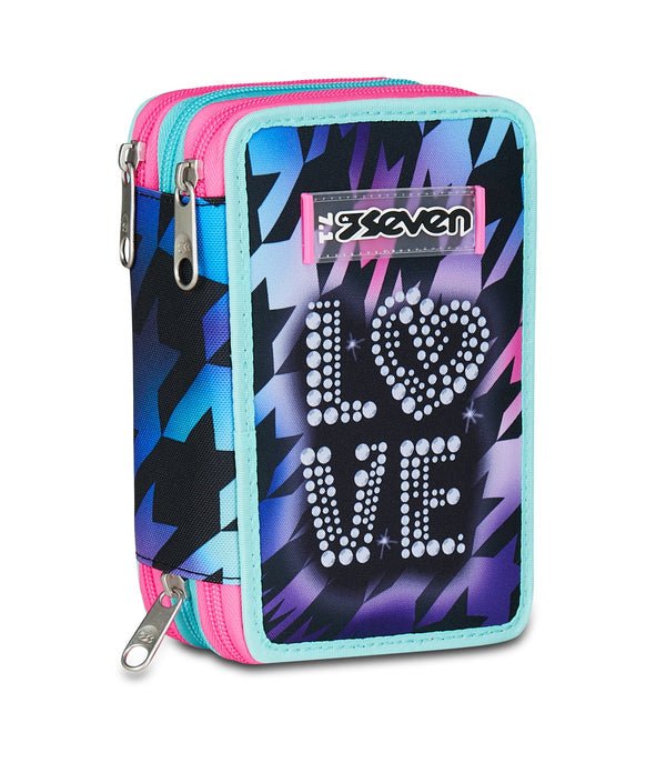 Astuccio Seven 3 Zip – Glow Love con 45 Accessori Scuola - Quiscuola.it – Zaini, Astucci e Diari Scuola