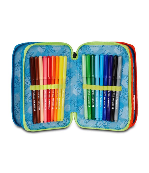 Astuccio Seven 3 Zip – Scribbled Flame con 45 Pezzi Inclusi - Quiscuola.it – Zaini, Astucci e Diari Scuola