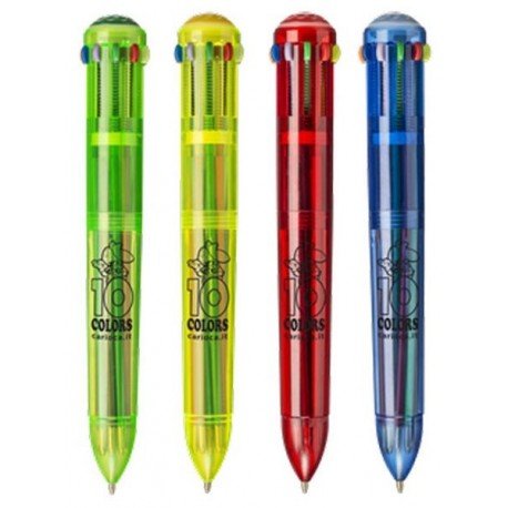 Penna a Scatto 10 Colori Carioca – Versione Fluo, Colori Assortiti - Quiscuola
