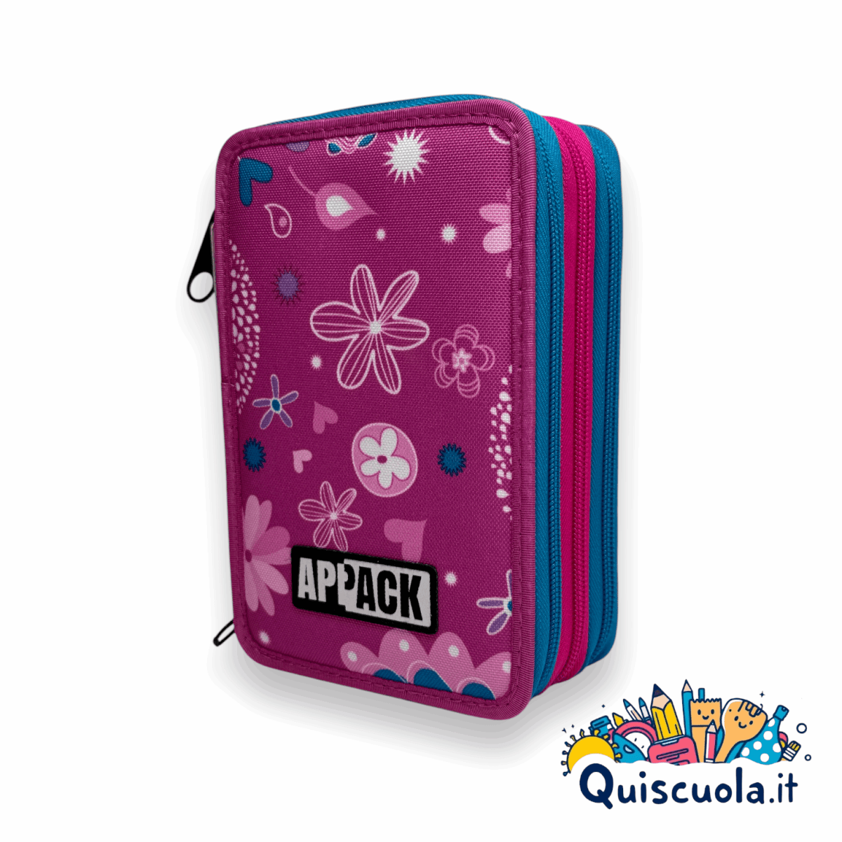 Astuccio 3 Zip APPack Webkins - Completo di Accessori per la Scuola Rosa - Quiscuola