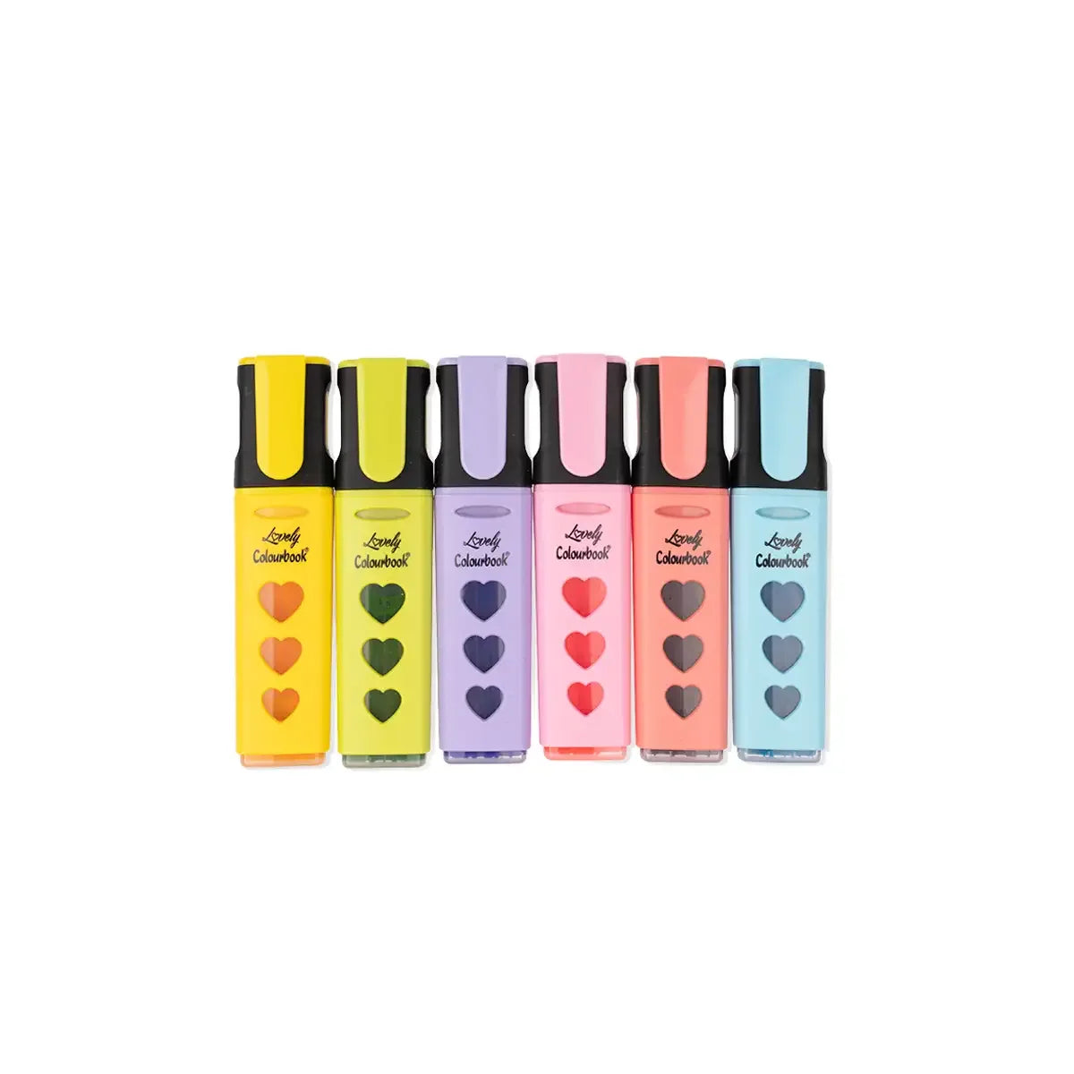 Evidenziatori liquidi Lovely Pastel - tonalità pastello con fusto nero e finestre a cuore - foto 2