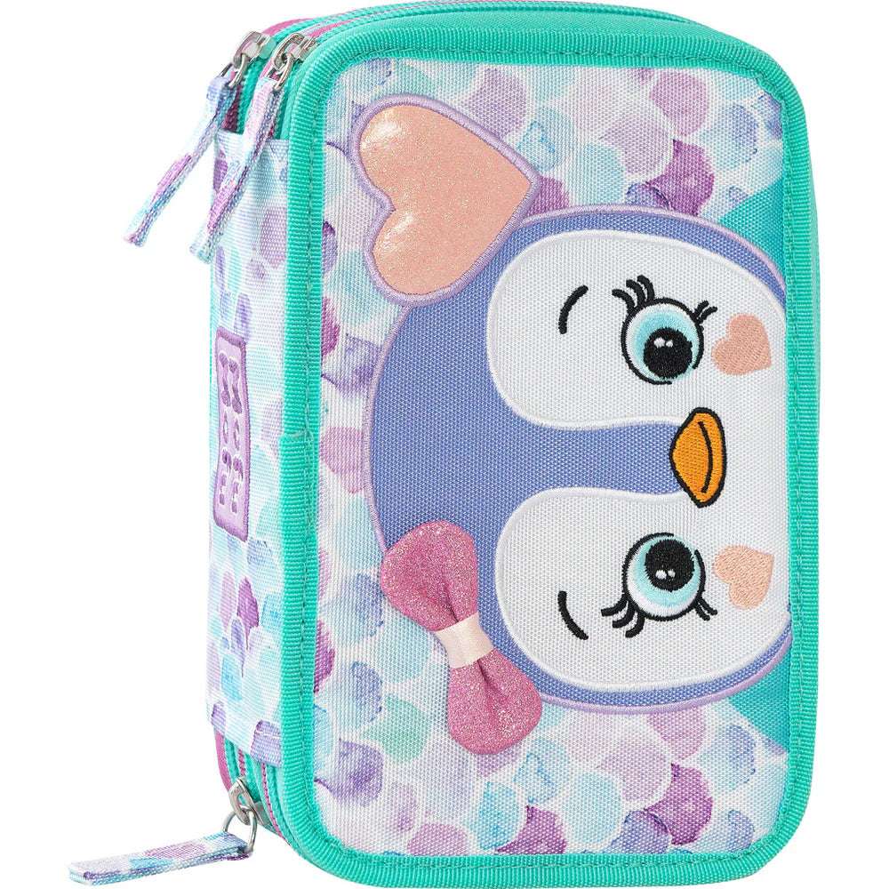Astuccio 3 Zip Mofu Mofu Verde/Lilla – Completo, Capiente e Perfetto per la Scuola - Quiscuola