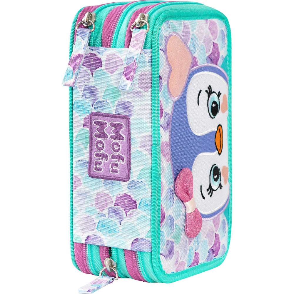 Astuccio 3 Zip Mofu Mofu Verde/Lilla – Completo, Capiente e Perfetto per la Scuola - Quiscuola
