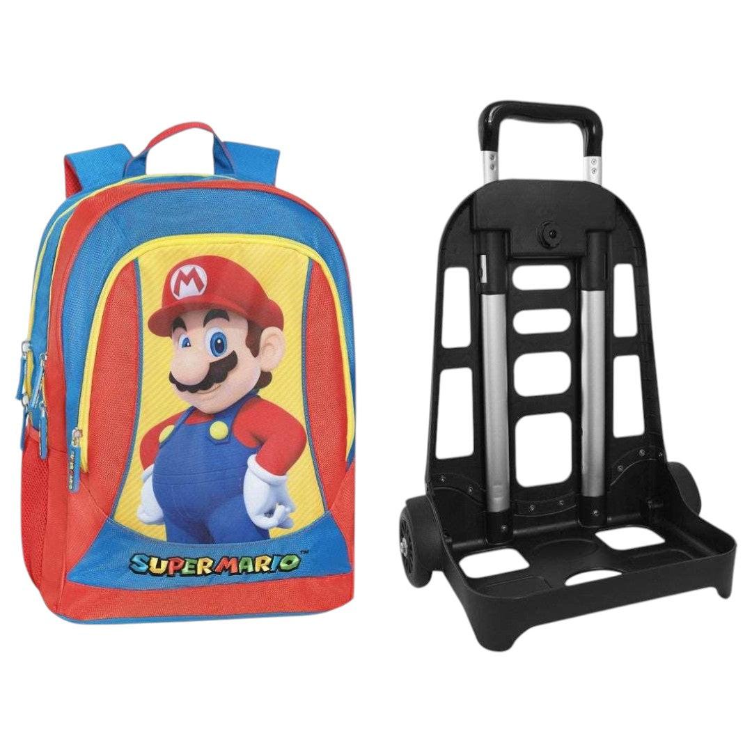Zaino Trolley Staccabile Super Mario - Blu/Rosso/Giallo - Pratico e Spazioso.