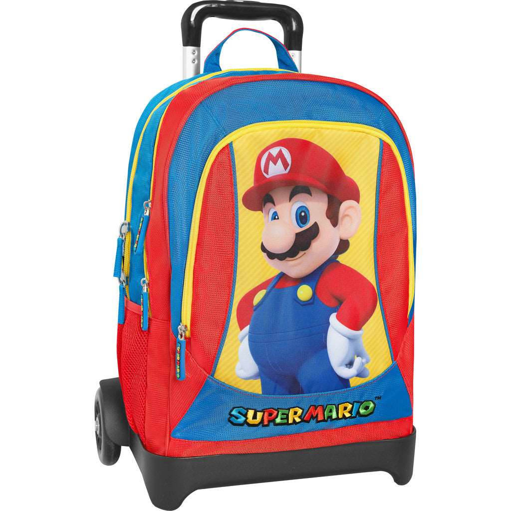 Zaino Trolley Staccabile Super Mario - Blu/Rosso/Giallo - Pratico e Spazioso - Quiscuola